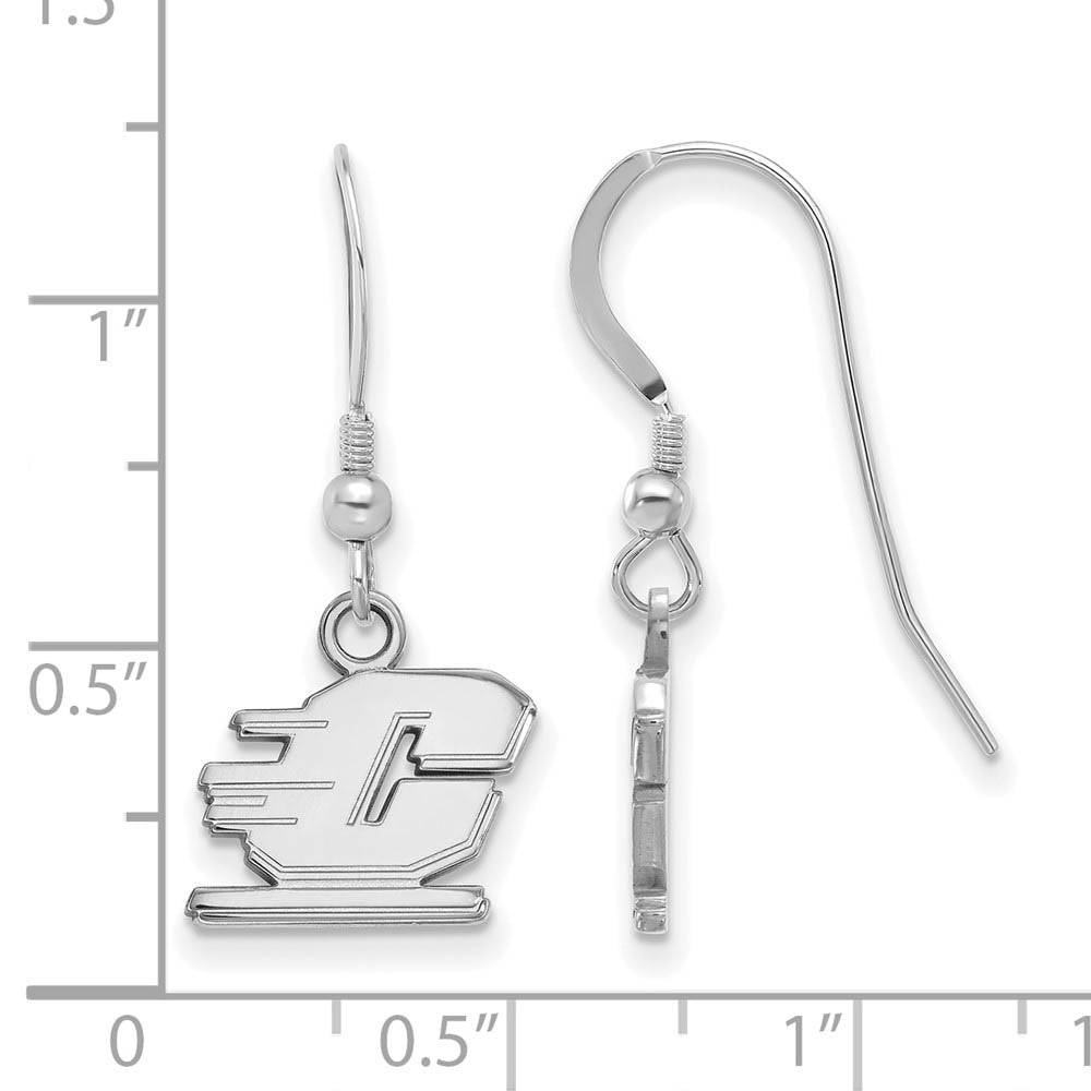Alternate view of the Sterling Silver Central Michigan XS (Tiny) Dangle Earrings by The Black Bow Jewelry Co.