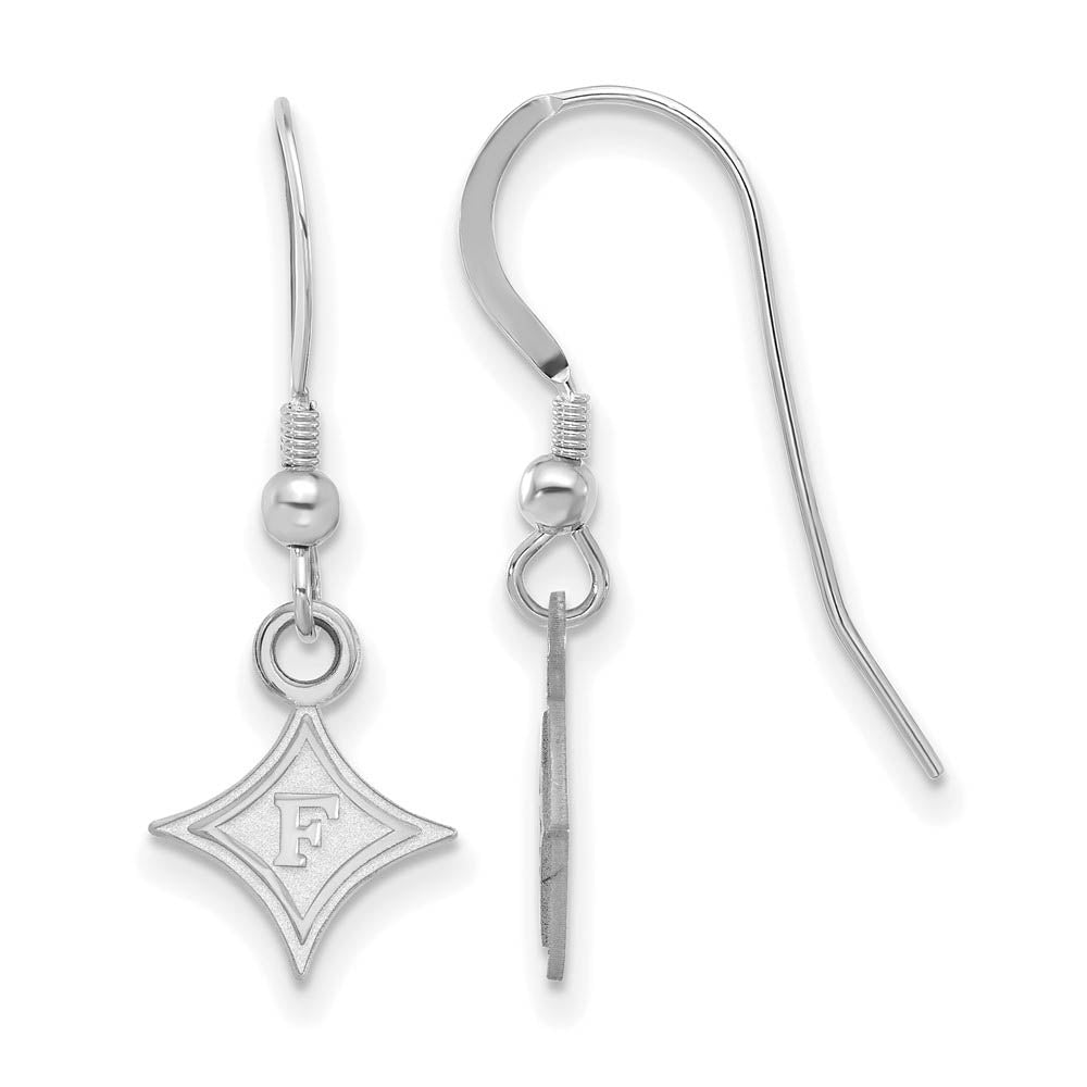 Sterling Silver Furman University XS (Tiny) Dangle Wire Earrings, Item E15469 by The Black Bow Jewelry Co.