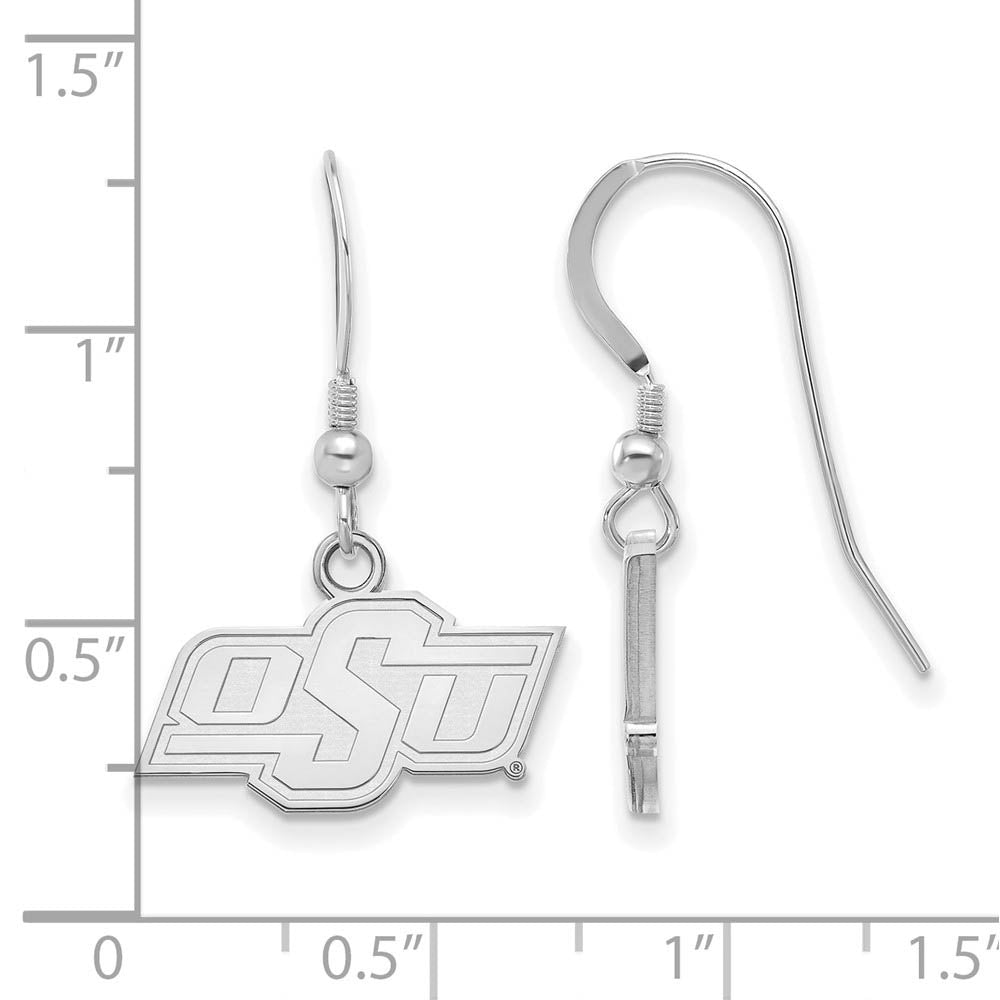 Alternate view of the Sterling Silver Oklahoma State University XS (Tiny) Dangle Earrings by The Black Bow Jewelry Co.