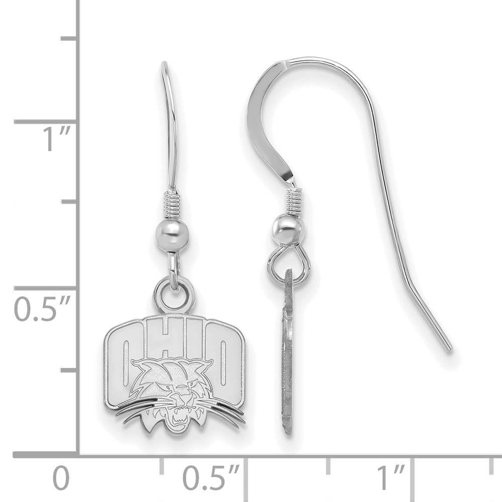 Alternate view of the Sterling Silver Ohio University XS (Tiny) Dangle Wire Earrings by The Black Bow Jewelry Co.