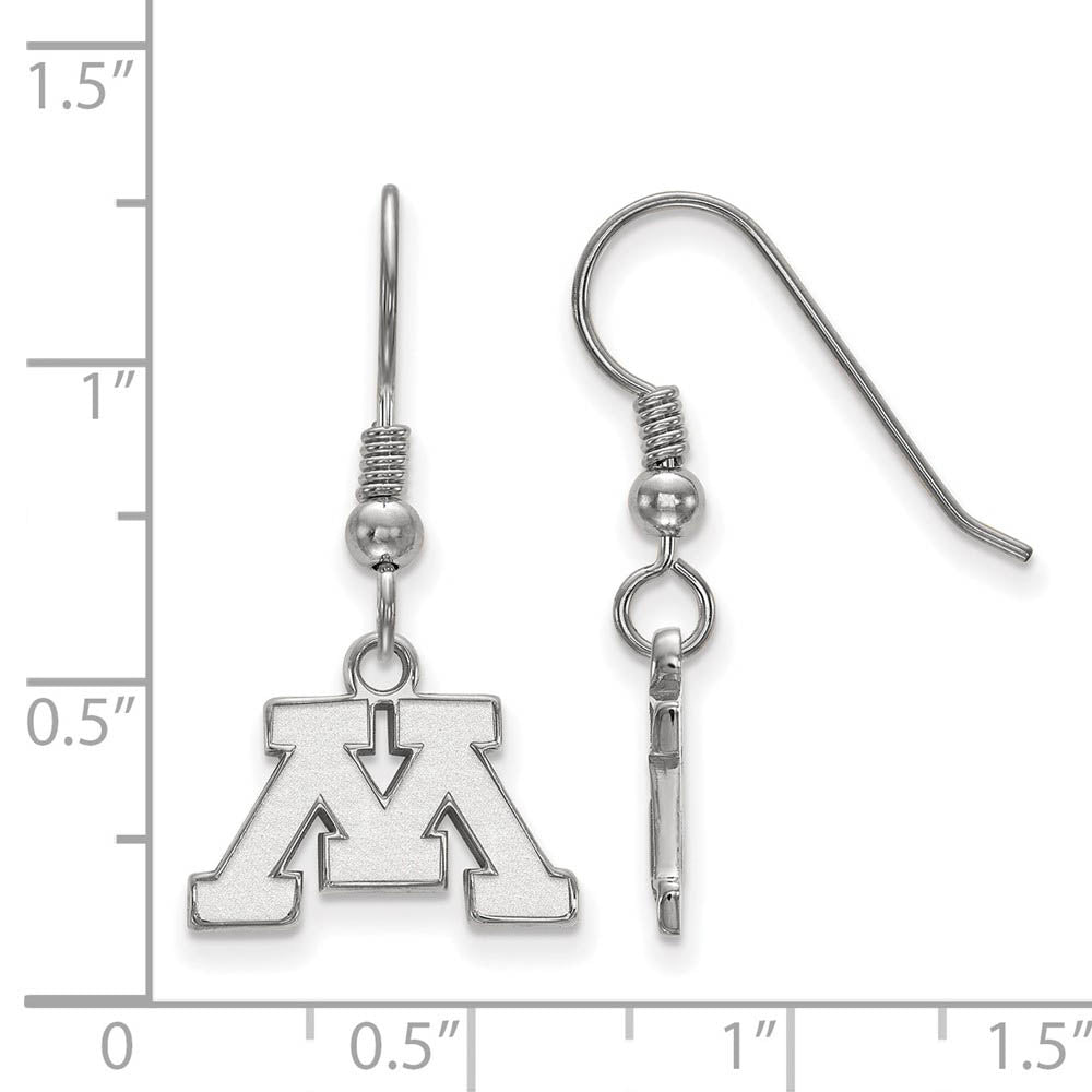 Alternate view of the Sterling Silver University of Minnesota XS (Tiny) Dangle Earrings by The Black Bow Jewelry Co.