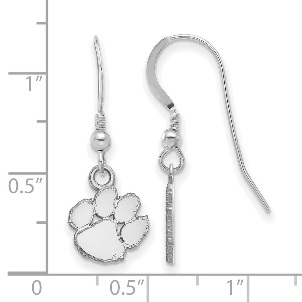 Alternate view of the Sterling Silver Clemson University XS (Tiny) Dangle Earrings by The Black Bow Jewelry Co.