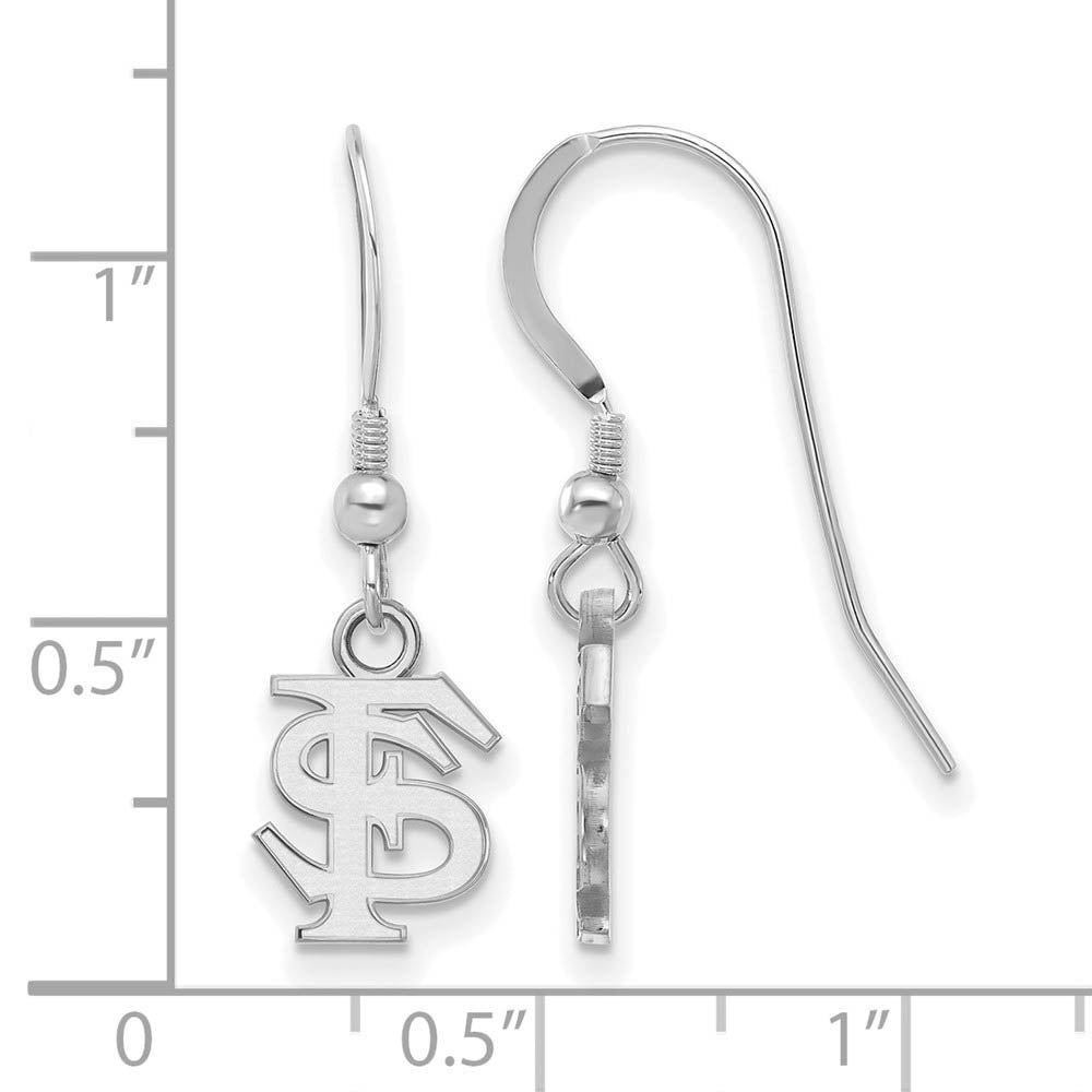 Alternate view of the Sterling Silver Florida State University XS Tiny Dangle Wire Earrings by The Black Bow Jewelry Co.