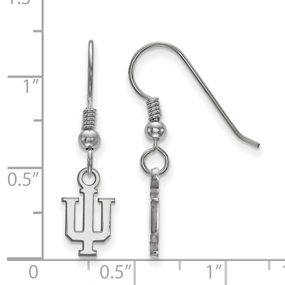 Alternate view of the Sterling Silver Indiana University XS (Tiny) Dangle Earrings by The Black Bow Jewelry Co.
