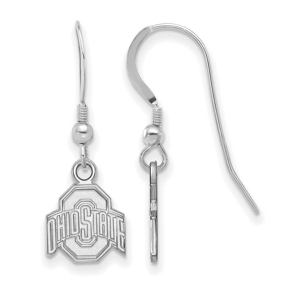 Sterling Silver Ohio State University XS (Tiny) Dangle Wire Earrings, Item E15517 by The Black Bow Jewelry Co.