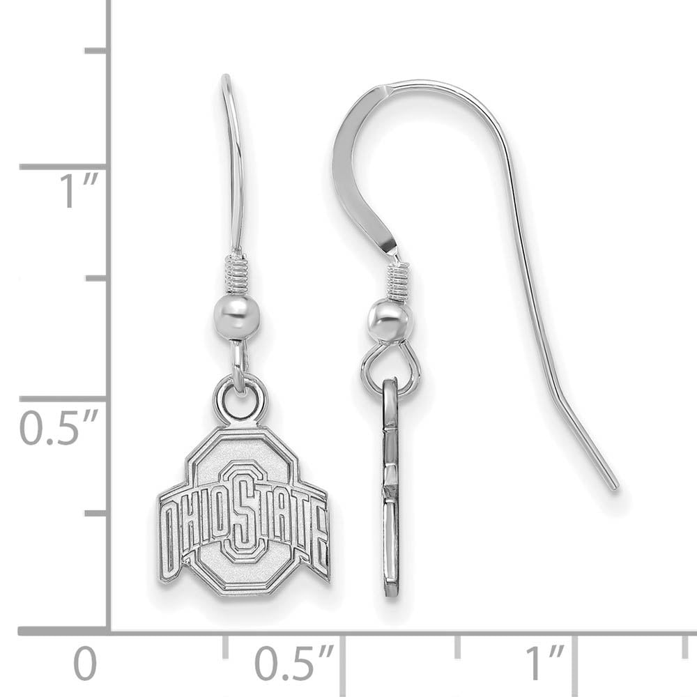 Alternate view of the Sterling Silver Ohio State University XS (Tiny) Dangle Wire Earrings by The Black Bow Jewelry Co.