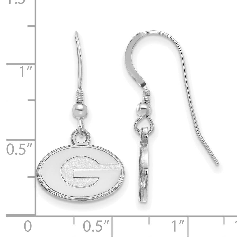 Alternate view of the Sterling Silver University of Georgia XS (Tiny) Dangle Wire Earrings by The Black Bow Jewelry Co.