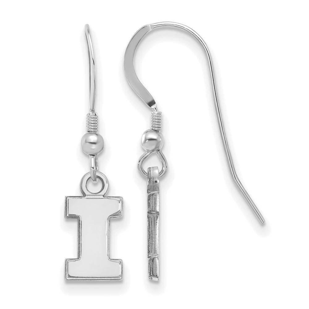 Sterling Silver University of Illinois XS (Tiny) Dangle Wire Earrings, Item E15526 by The Black Bow Jewelry Co.