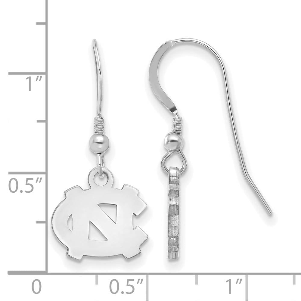 Alternate view of the Sterling Silver U of North Carolina XS (Tiny) Dangle Earrings by The Black Bow Jewelry Co.