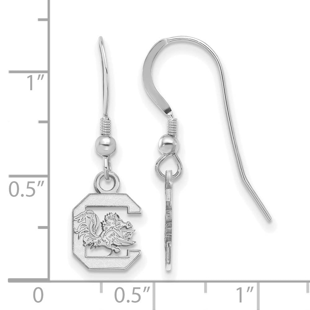 Alternate view of the Sterling Silver U of South Carolina XS (Tiny) Dangle Wire Earrings by The Black Bow Jewelry Co.