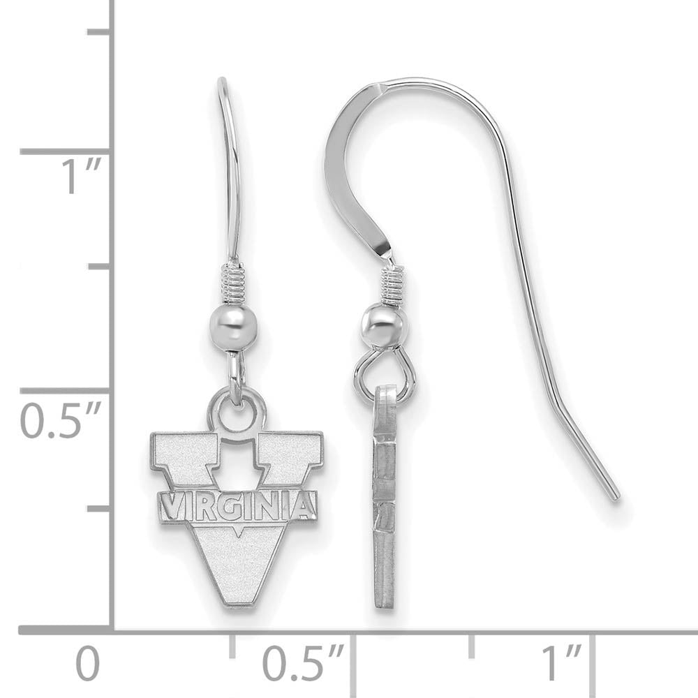 Alternate view of the Sterling Silver University of Virginia XS (Tiny) Dangle Wire Earrings by The Black Bow Jewelry Co.