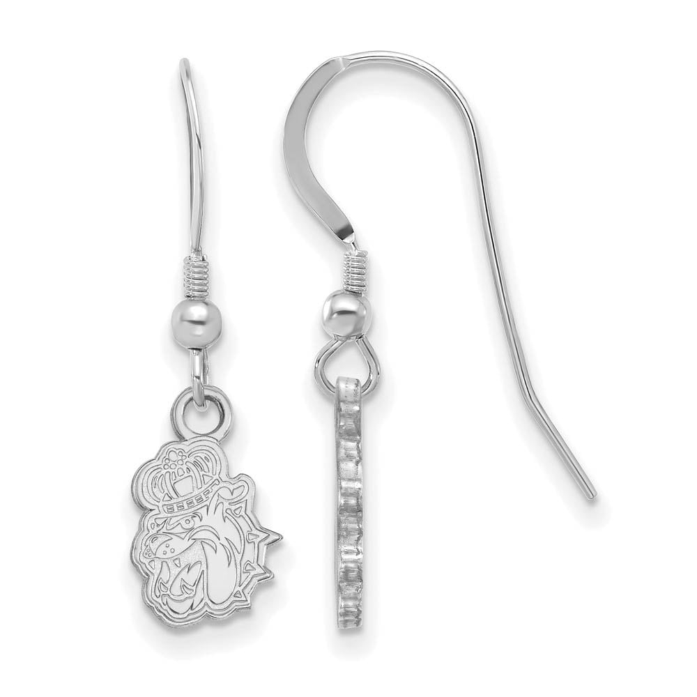 Sterling Silver James Madison University XS (Tiny) Dangle Earrings, Item E15547 by The Black Bow Jewelry Co.