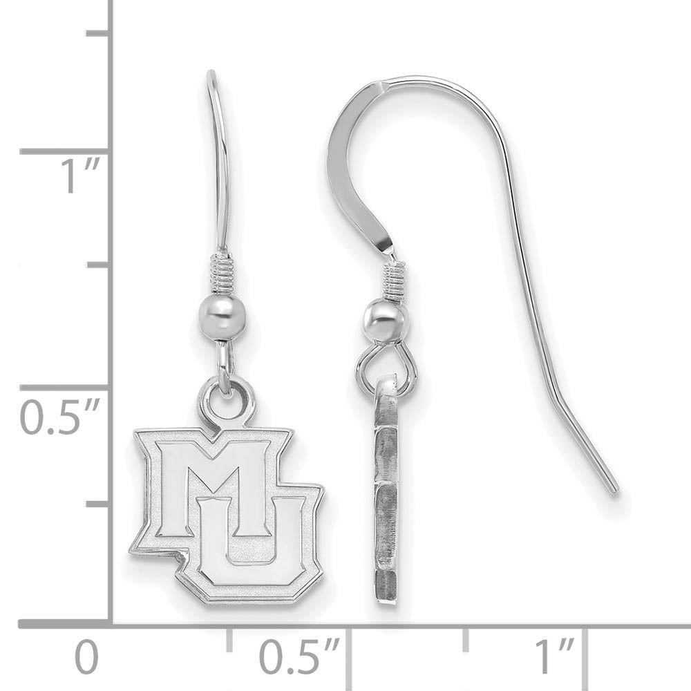 Alternate view of the Sterling Silver Marquette University XS (Tiny) Dangle Earrings by The Black Bow Jewelry Co.
