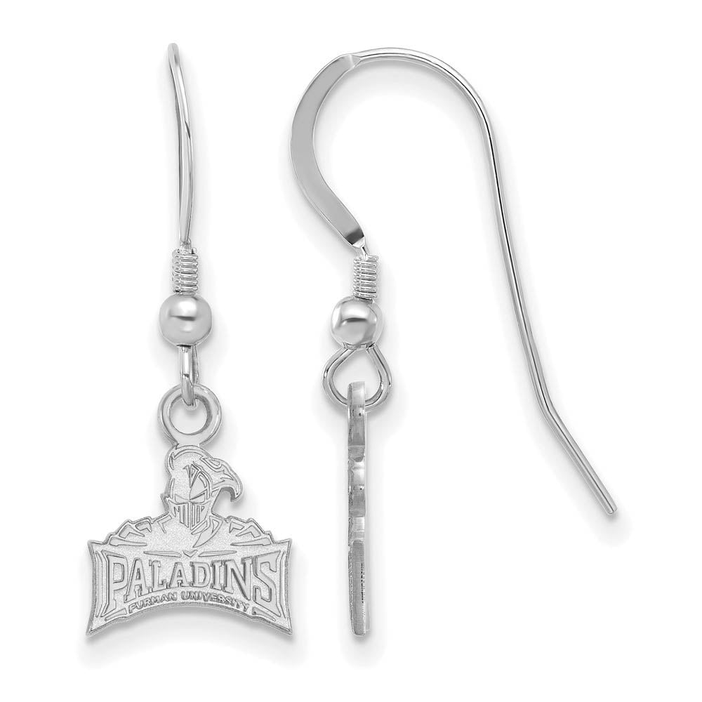 Sterling Silver Furman University XS (Tiny) Dangle Earrings, Item E15552 by The Black Bow Jewelry Co.