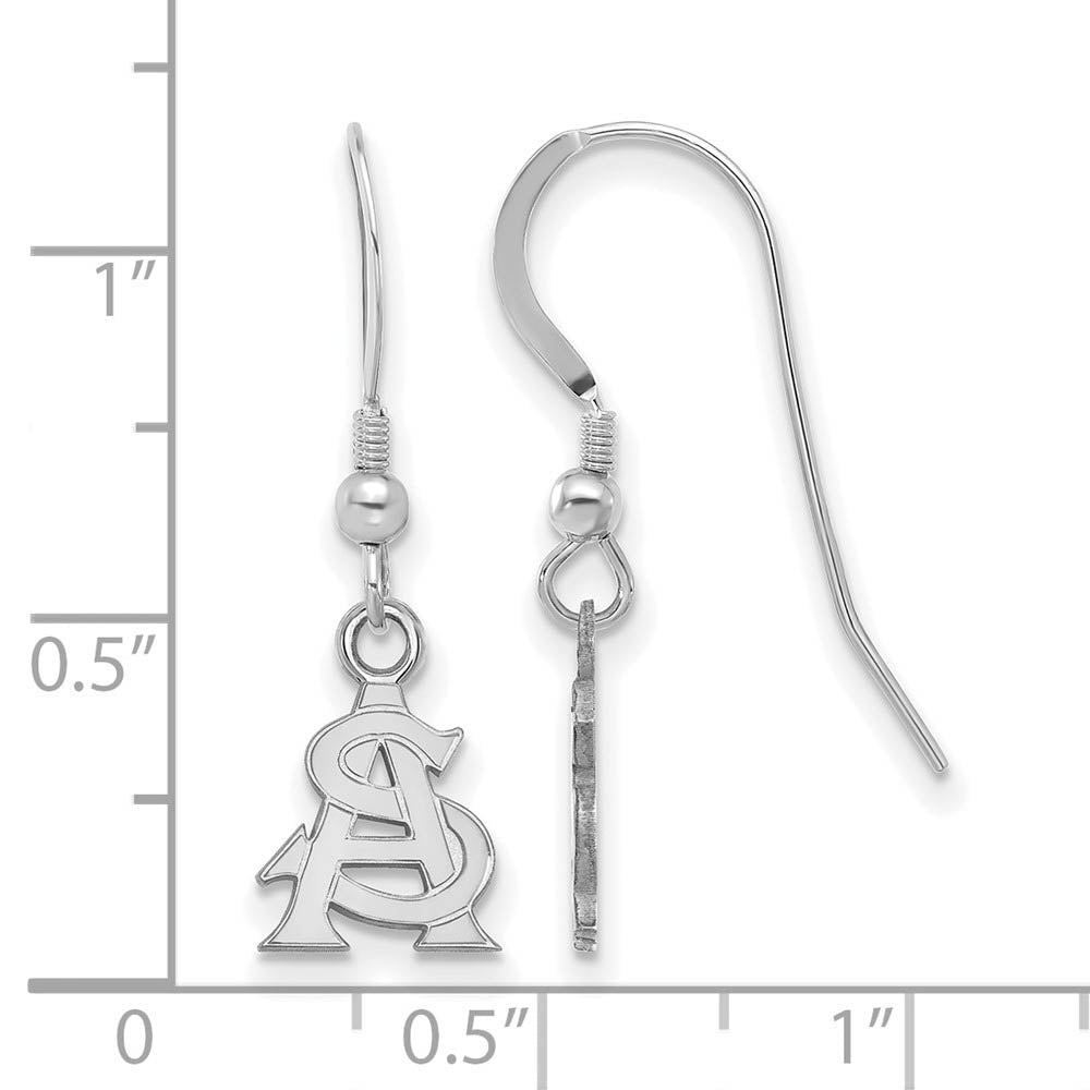 Alternate view of the Sterling Silver Arizona State University XS (Tiny) Dangle Earrings by The Black Bow Jewelry Co.