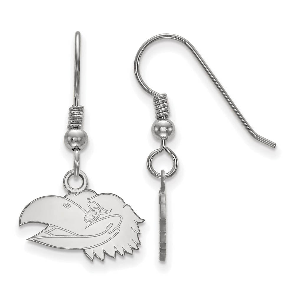 Sterling Silver Univ. of Kansas XS (Tiny) Dangle Earrings, Item E15567 by The Black Bow Jewelry Co.