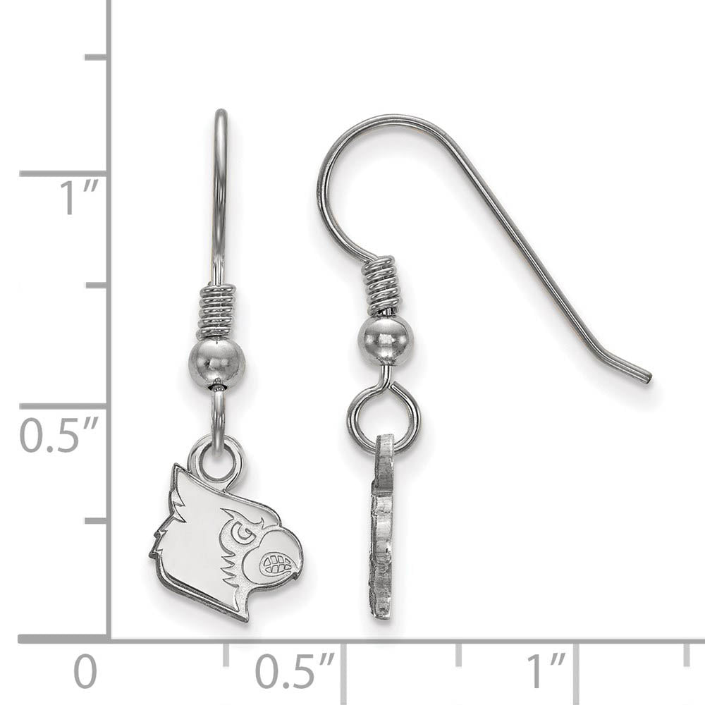 Alternate view of the Sterling Silver University of Louisville XS (Tiny) Dangle Earrings by The Black Bow Jewelry Co.