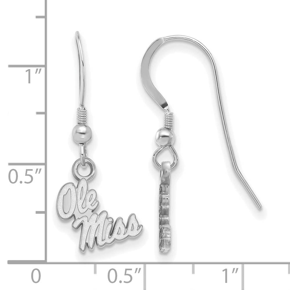 Alternate view of the Sterling Silver University of Mississippi XS (Tiny) Dangle Earrings by The Black Bow Jewelry Co.