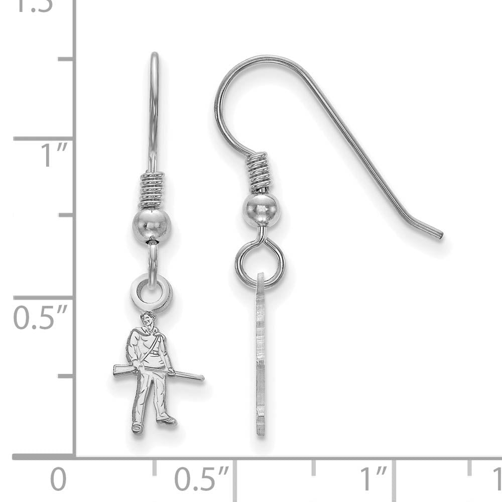 Alternate view of the Sterling Silver West Virginia University XS (Tiny) Dangle Earrings by The Black Bow Jewelry Co.