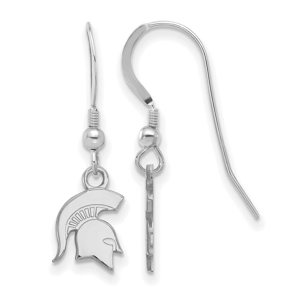 Sterling Silver Michigan State University XS (Tiny) Dangle Earrings, Item E15589 by The Black Bow Jewelry Co.