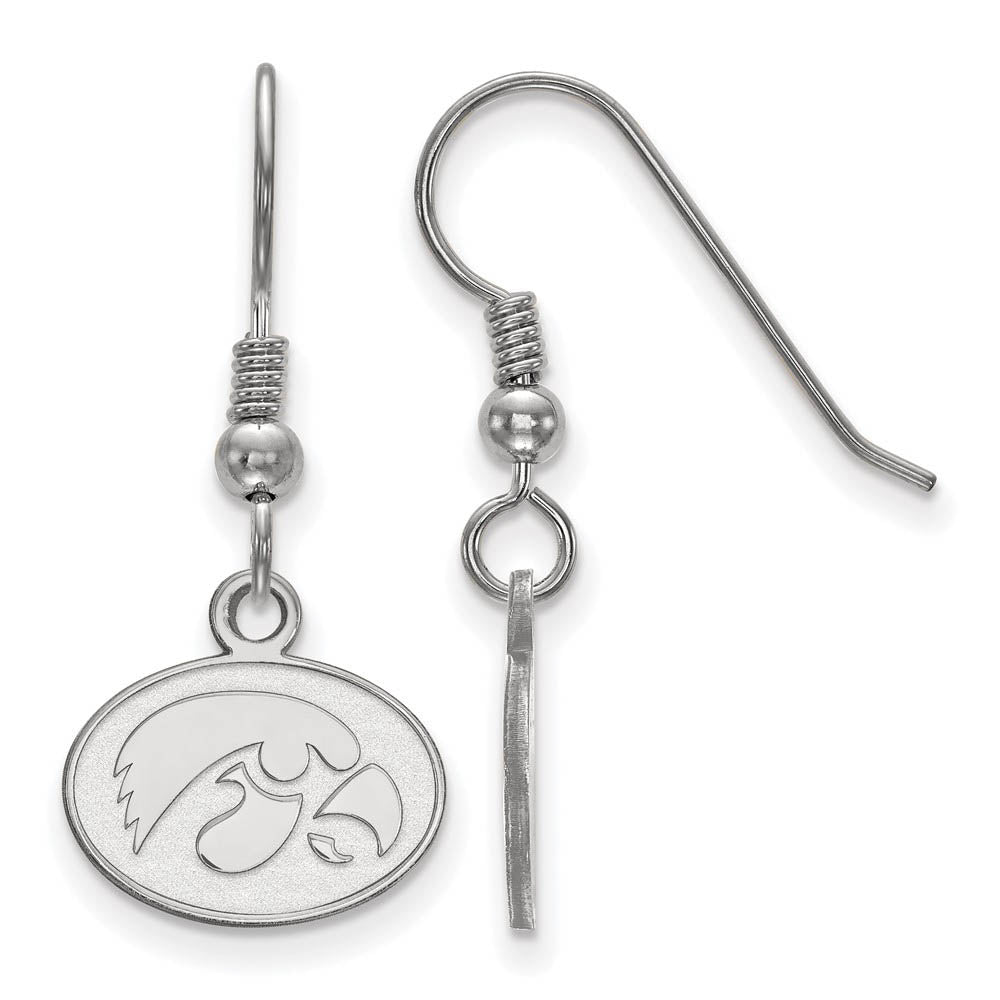 Sterling Silver Univ. of Iowa XS (Tiny) Dangle Earrings, Item E15592 by The Black Bow Jewelry Co.