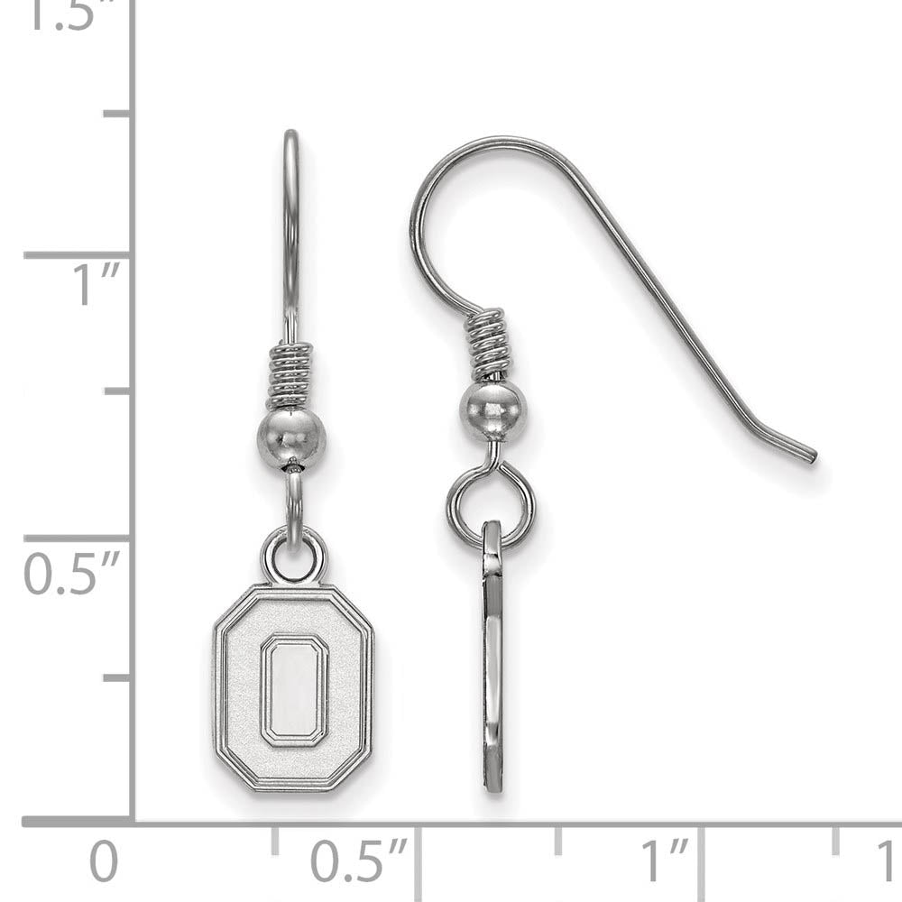 Alternate view of the Sterling Silver Ohio State University XS (Tiny) Dangle Earrings by The Black Bow Jewelry Co.