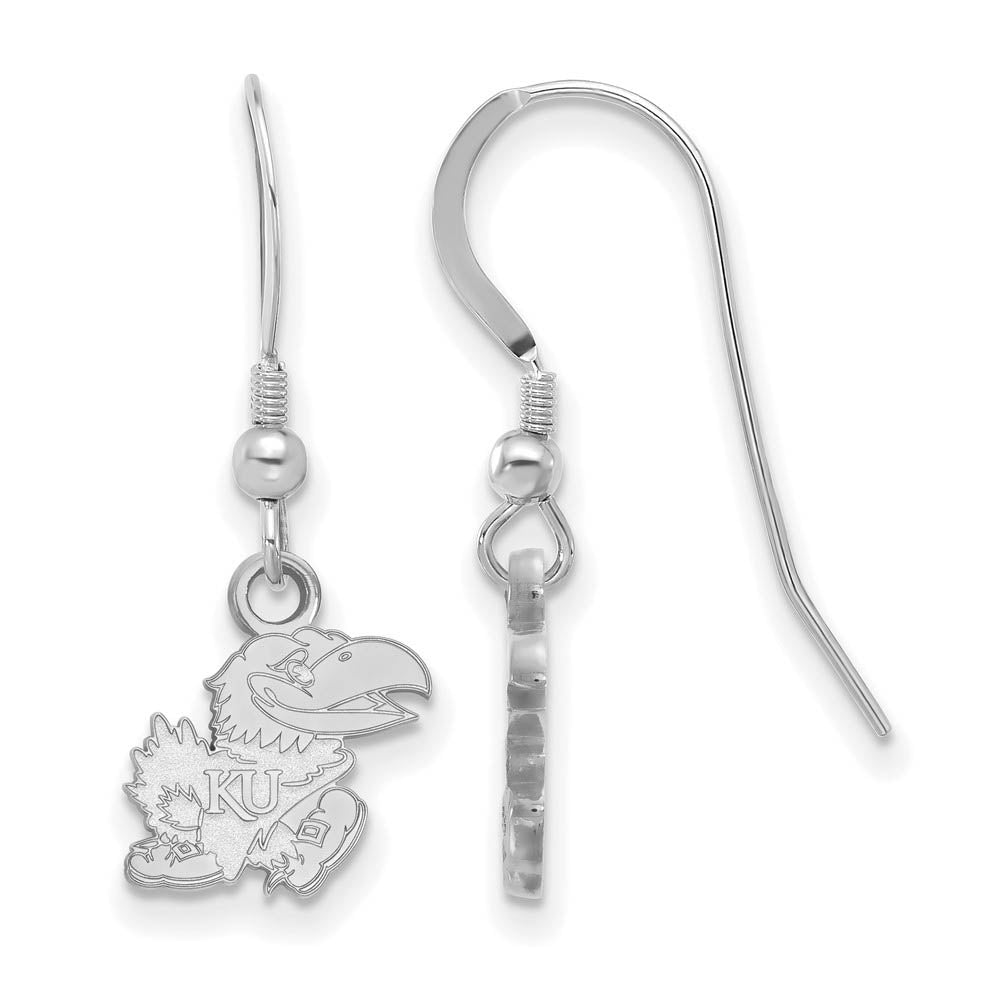 Sterling Silver University of Kansas XS (Tiny) Dangle Earrings, Item E15604 by The Black Bow Jewelry Co.