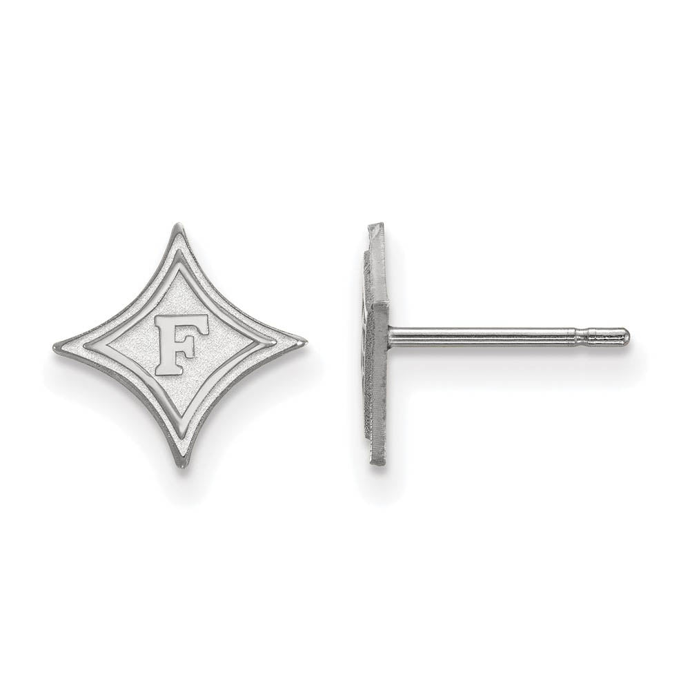 10k White Gold Furman Univ. XS (Tiny) Post Earrings, Item E15613 by The Black Bow Jewelry Co.