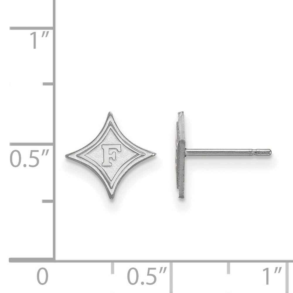 Alternate view of the 10k White Gold Furman Univ. XS (Tiny) Post Earrings by The Black Bow Jewelry Co.