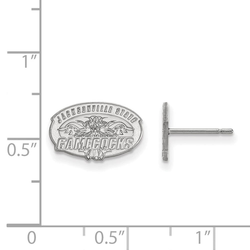 Alternate view of the 10k White Gold Jacksonville State XS (Tiny) Post Earrings by The Black Bow Jewelry Co.