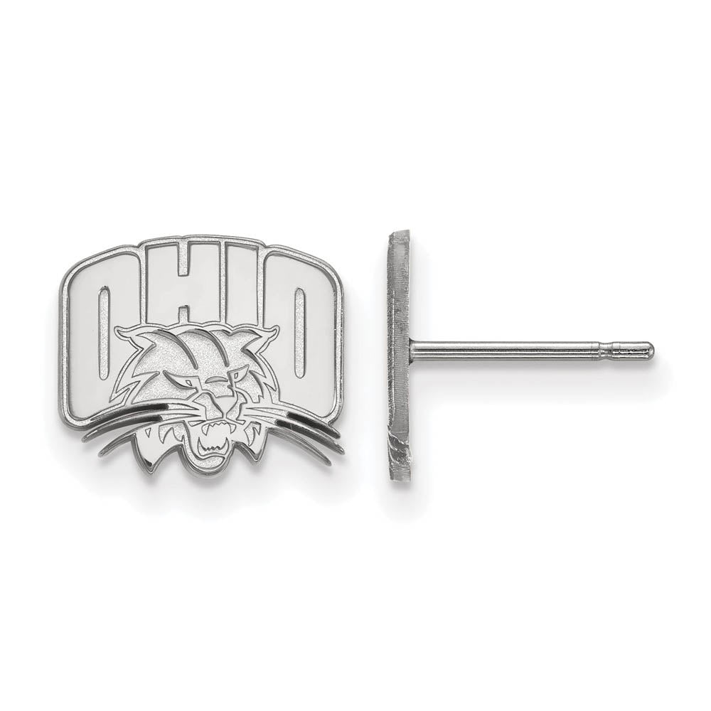 10k White Gold Ohio Univ. XS (Tiny) Post Earrings, Item E15620 by The Black Bow Jewelry Co.