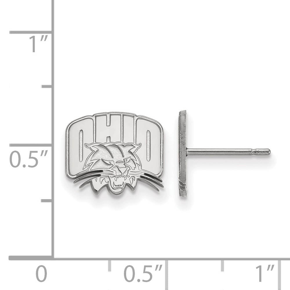 Alternate view of the 10k White Gold Ohio Univ. XS (Tiny) Post Earrings by The Black Bow Jewelry Co.
