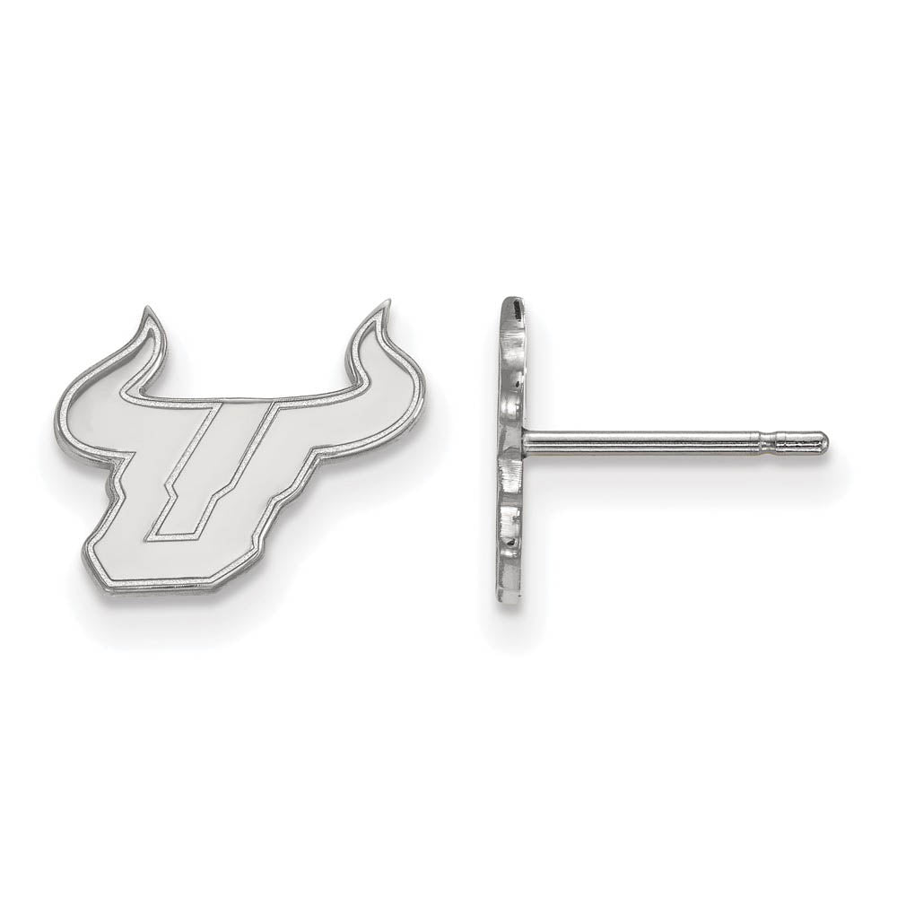 10k White Gold Univ. of South Florida XS (Tiny) Post Earrings, Item E15639 by The Black Bow Jewelry Co.