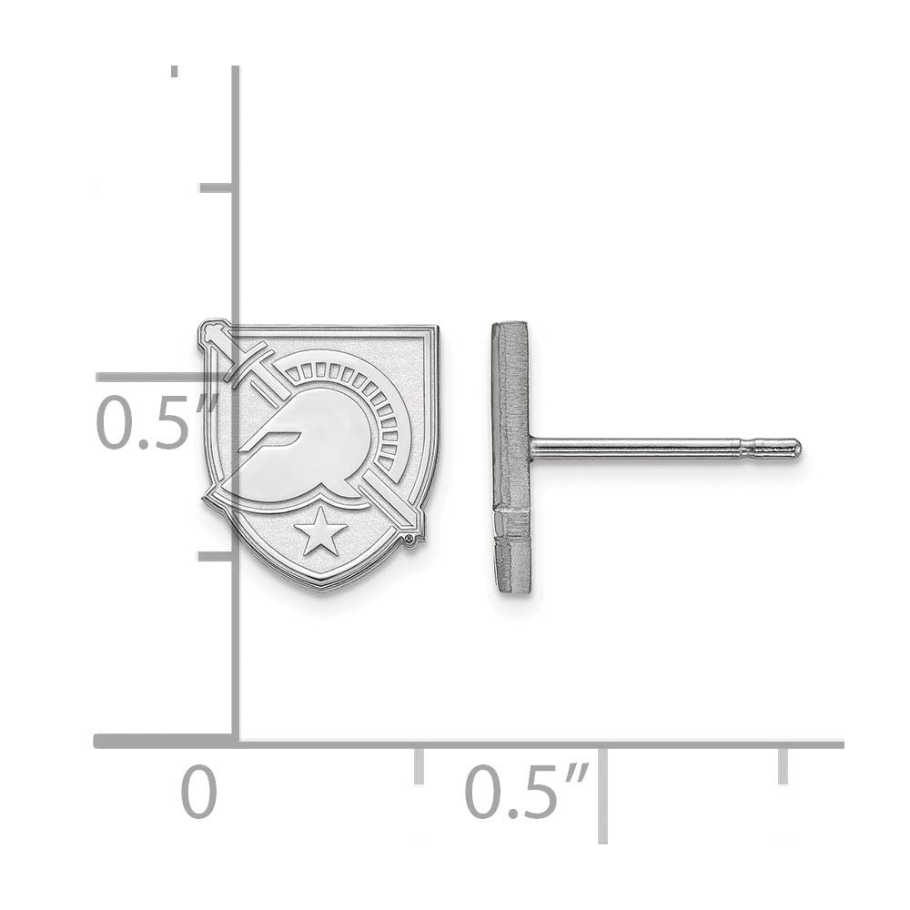 Alternate view of the 10k White Gold U.S. Military Academy XS (Tiny) Post Earrings by The Black Bow Jewelry Co.