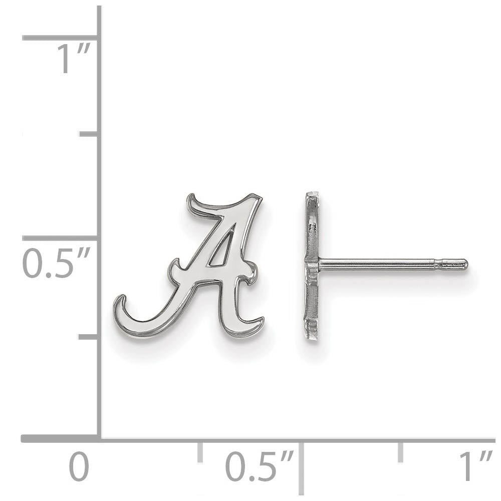 Alternate view of the 10k White Gold University of Alabama XS (Tiny) 'A' Post Earrings by The Black Bow Jewelry Co.