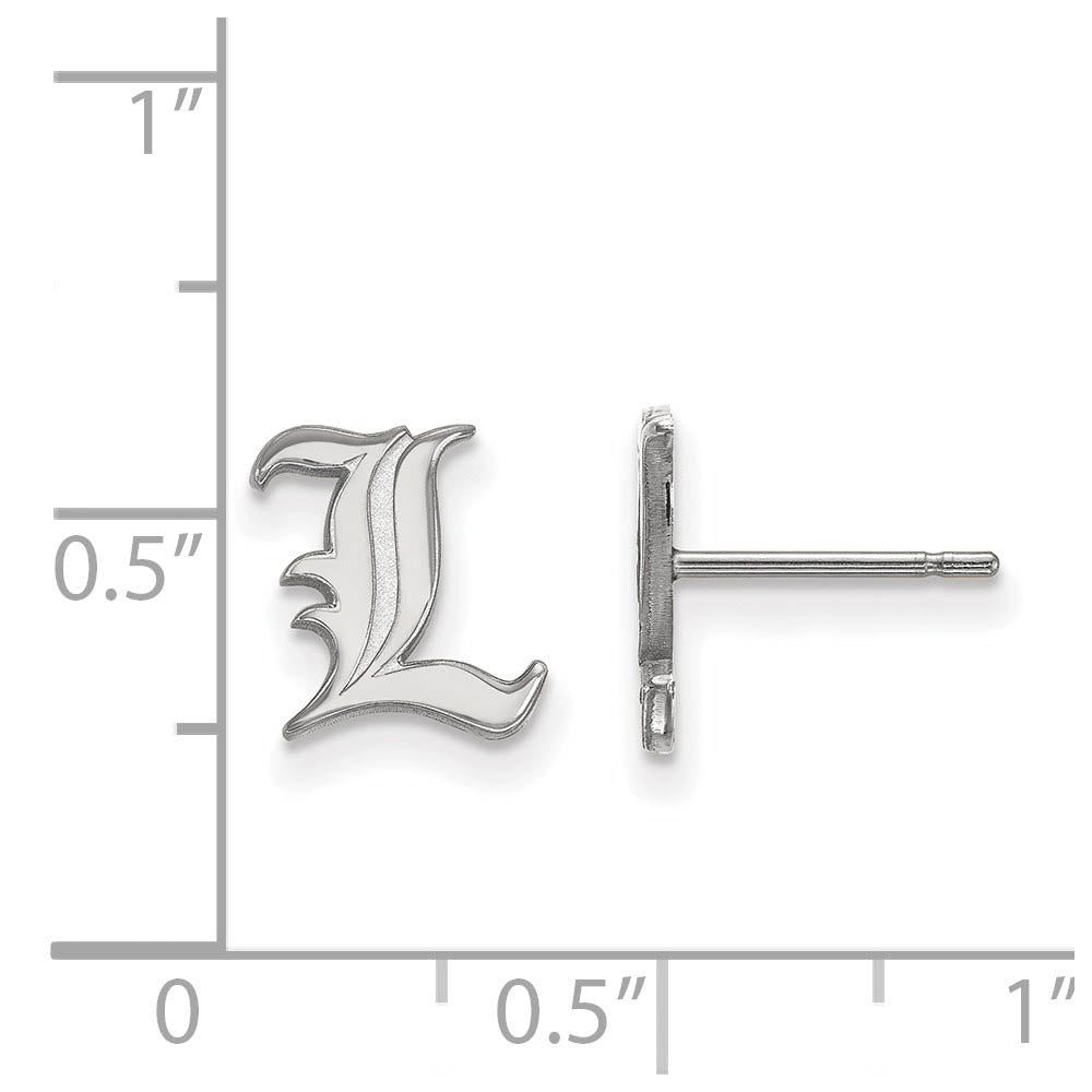 Alternate view of the 10k White Gold University of Louisville XS (Tiny) Post Earrings by The Black Bow Jewelry Co.