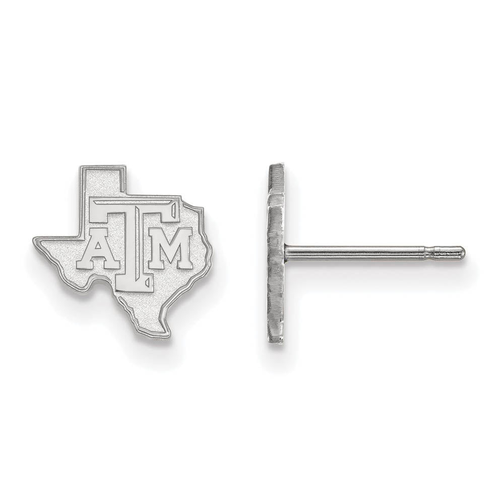 10k White Gold Texas A & M University XS (Tiny) Post Earrings, Item E15693 by The Black Bow Jewelry Co.