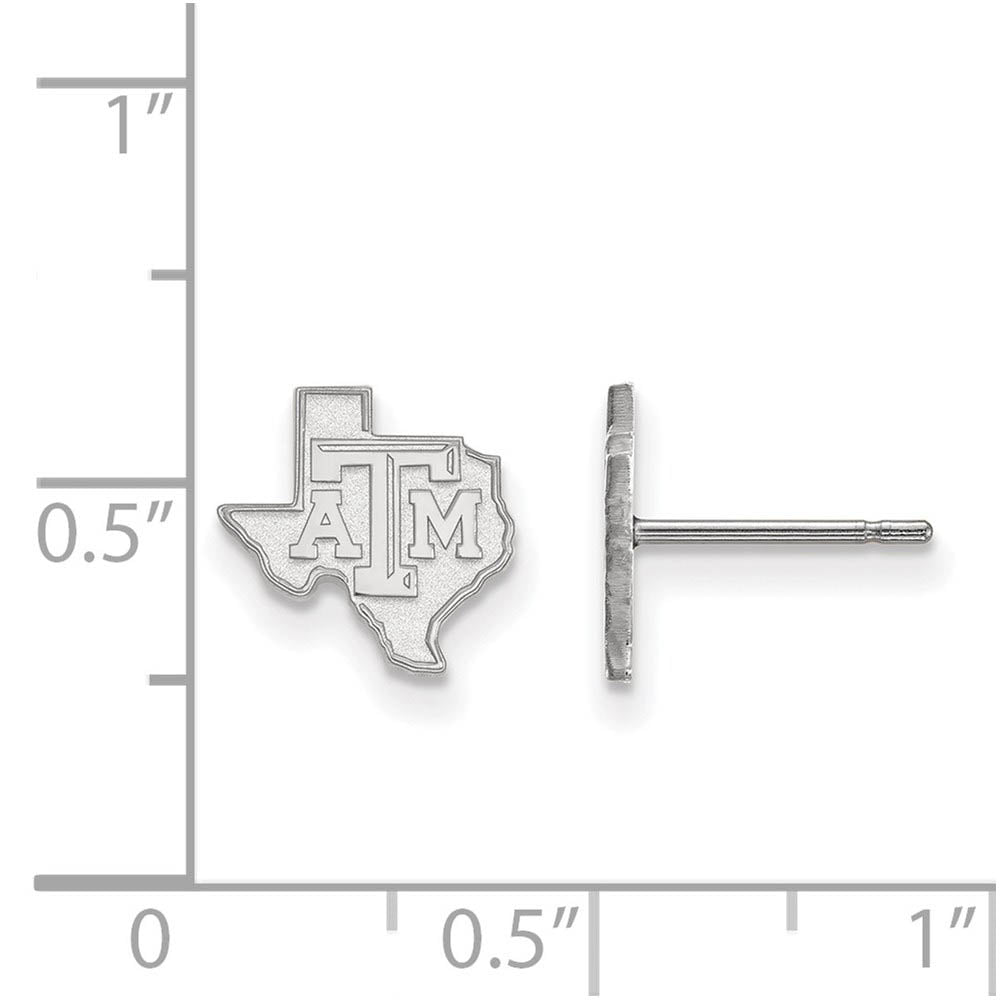 Alternate view of the 10k White Gold Texas A & M University XS (Tiny) Post Earrings by The Black Bow Jewelry Co.