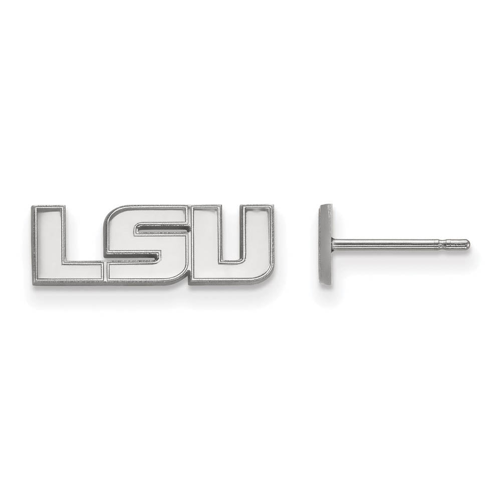 10k White Gold Louisiana State University XS (Tiny) LSU Post Earrings, Item E15722 by The Black Bow Jewelry Co.
