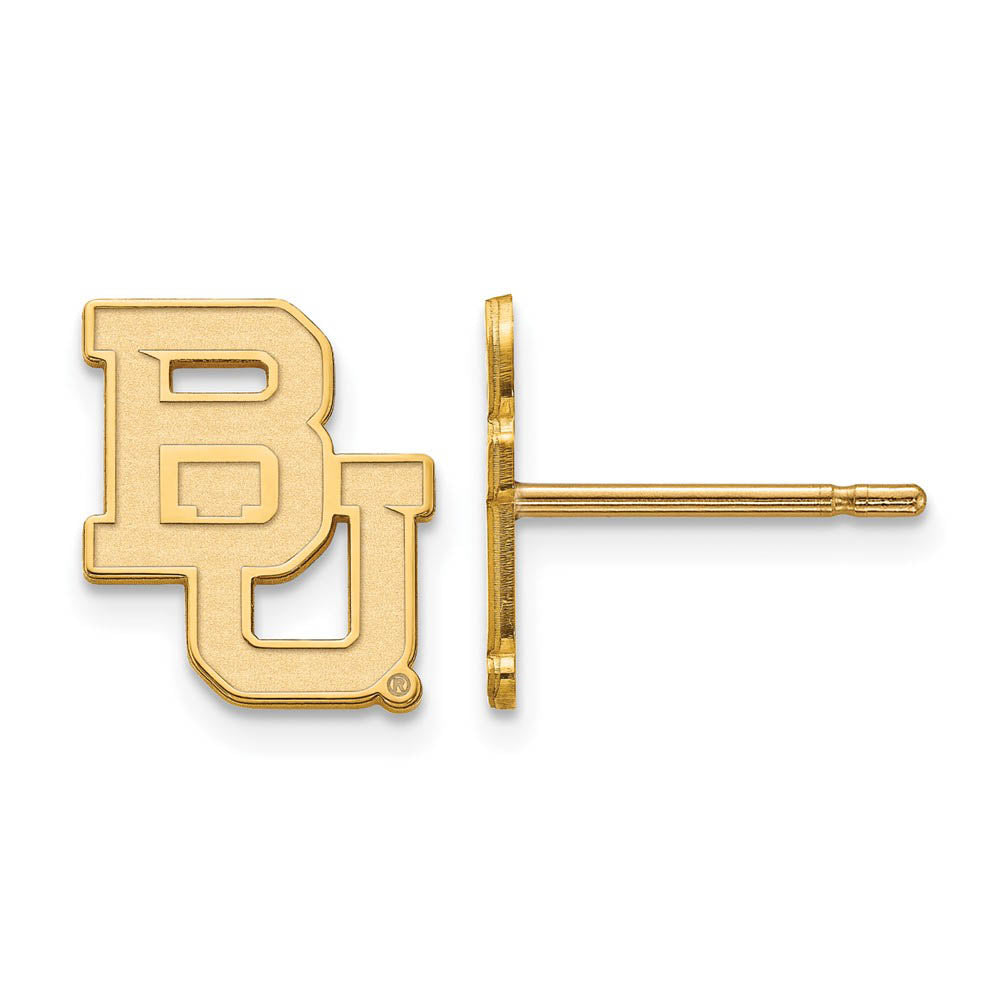 10k Yellow Gold Baylor University XS (Tiny) 'BU' Post Earrings, Item E15730 by The Black Bow Jewelry Co.