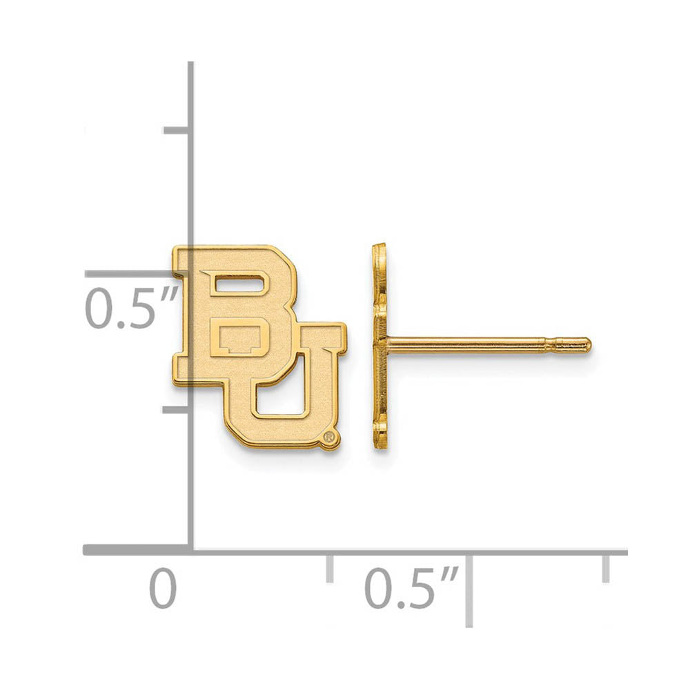 Alternate view of the 10k Yellow Gold Baylor University XS (Tiny) 'BU' Post Earrings by The Black Bow Jewelry Co.