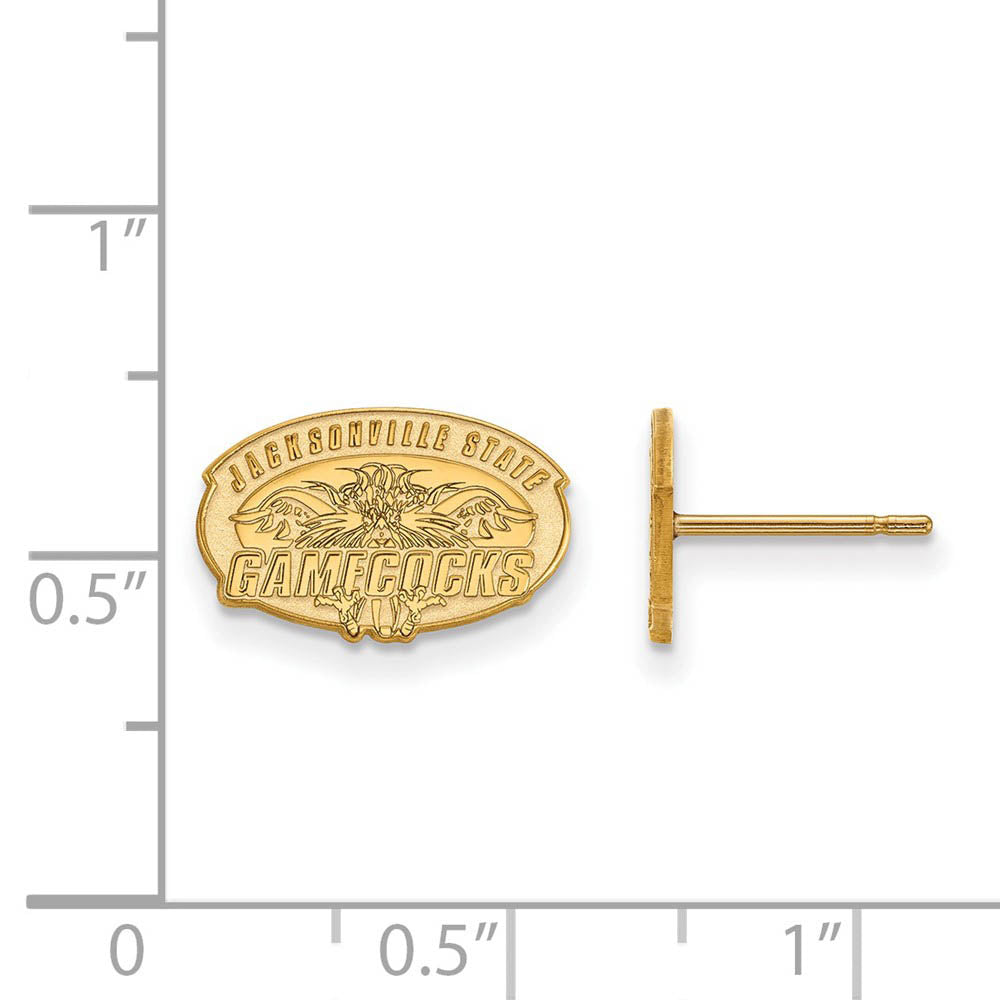 Alternate view of the 10k Yellow Gold Jacksonville State XS (Tiny) Post Earrings by The Black Bow Jewelry Co.