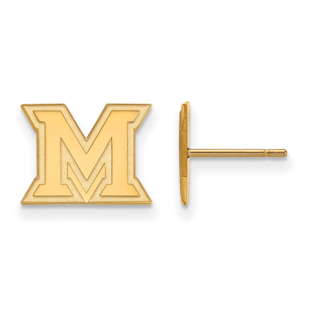 10k Yellow Gold Miami University XS (Tiny) 'M' Post Earrings, Item E15735 by The Black Bow Jewelry Co.