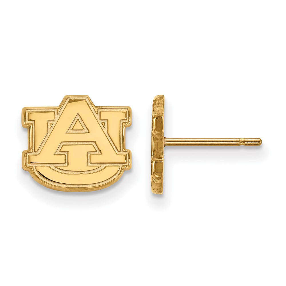 10k Yellow Gold Auburn University XS (Tiny) 'AU' Post Earrings, Item E15764 by The Black Bow Jewelry Co.
