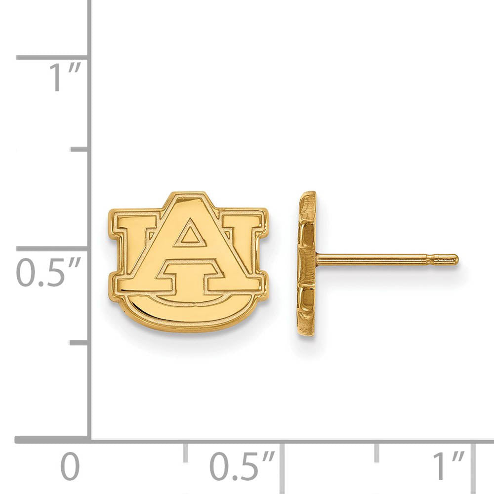Alternate view of the 10k Yellow Gold Auburn University XS (Tiny) 'AU' Post Earrings by The Black Bow Jewelry Co.