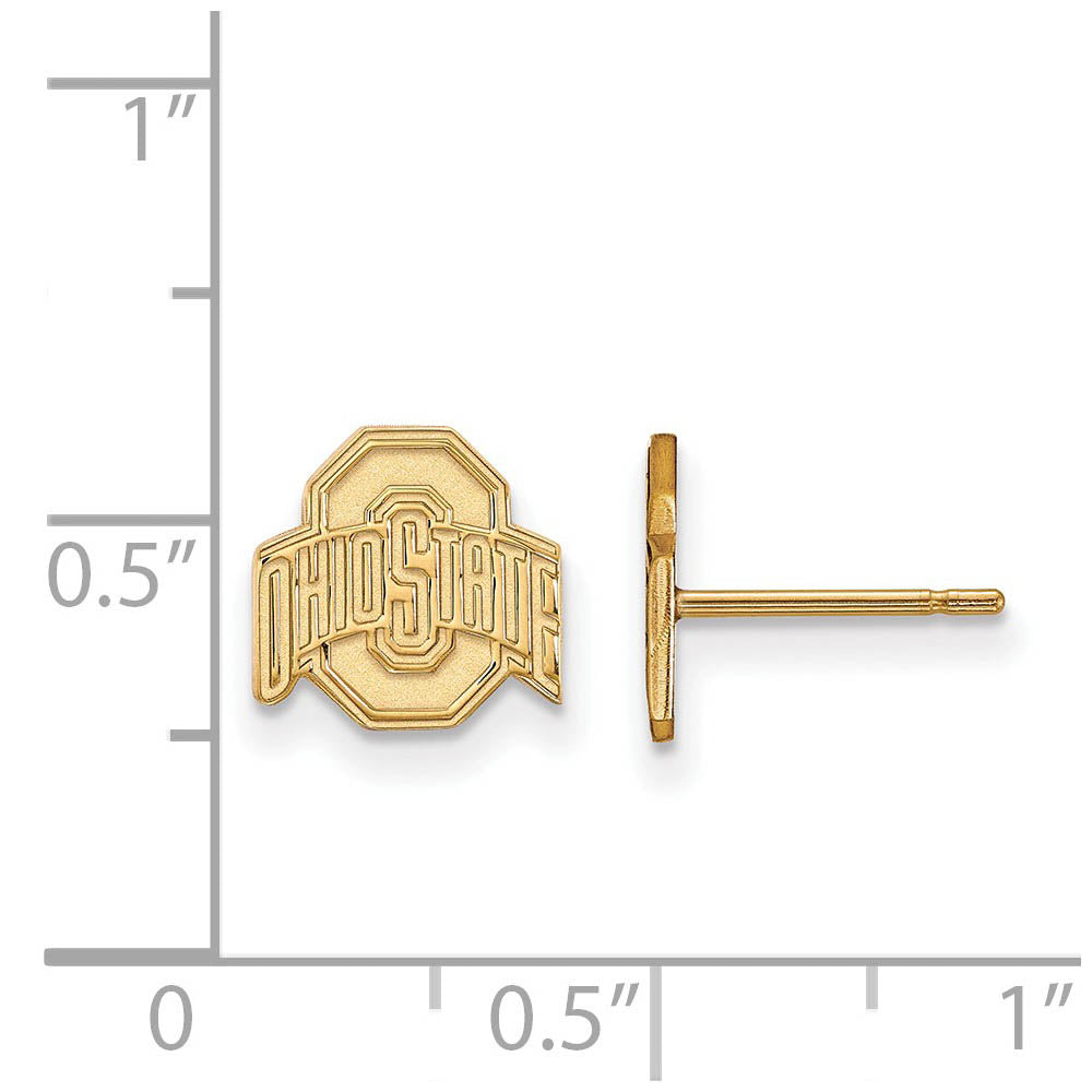 Alternate view of the 10k Yellow Gold Ohio State University XS (Tiny) Logo Post Earrings by The Black Bow Jewelry Co.