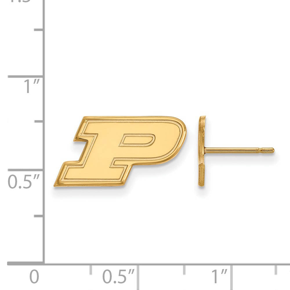 Alternate view of the 10k Yellow Gold Purdue XS (Tiny) Initial P Post Earrings by The Black Bow Jewelry Co.