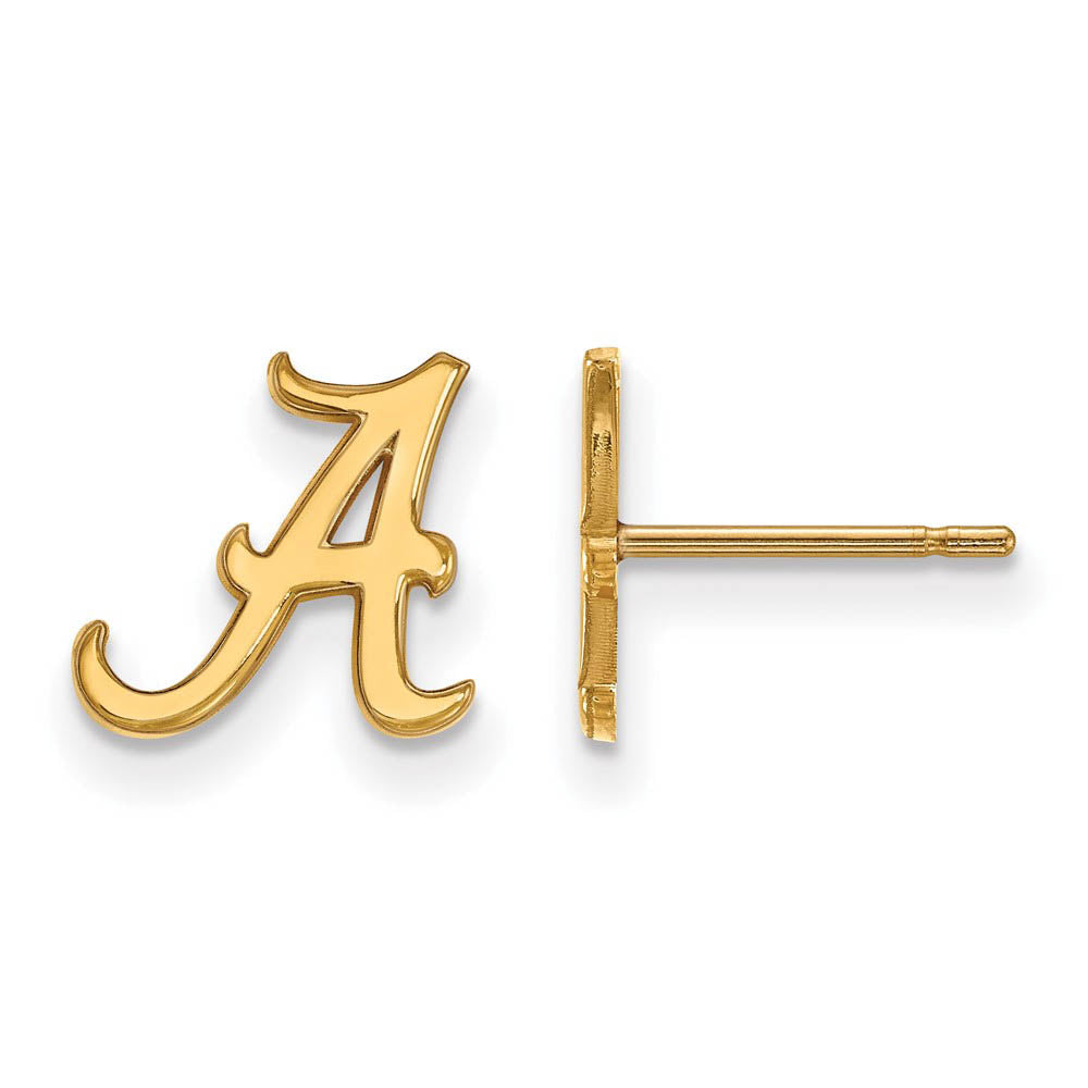 10k Yellow Gold University of Alabama XS (Tiny) 'A' Post Earrings, Item E15777 by The Black Bow Jewelry Co.
