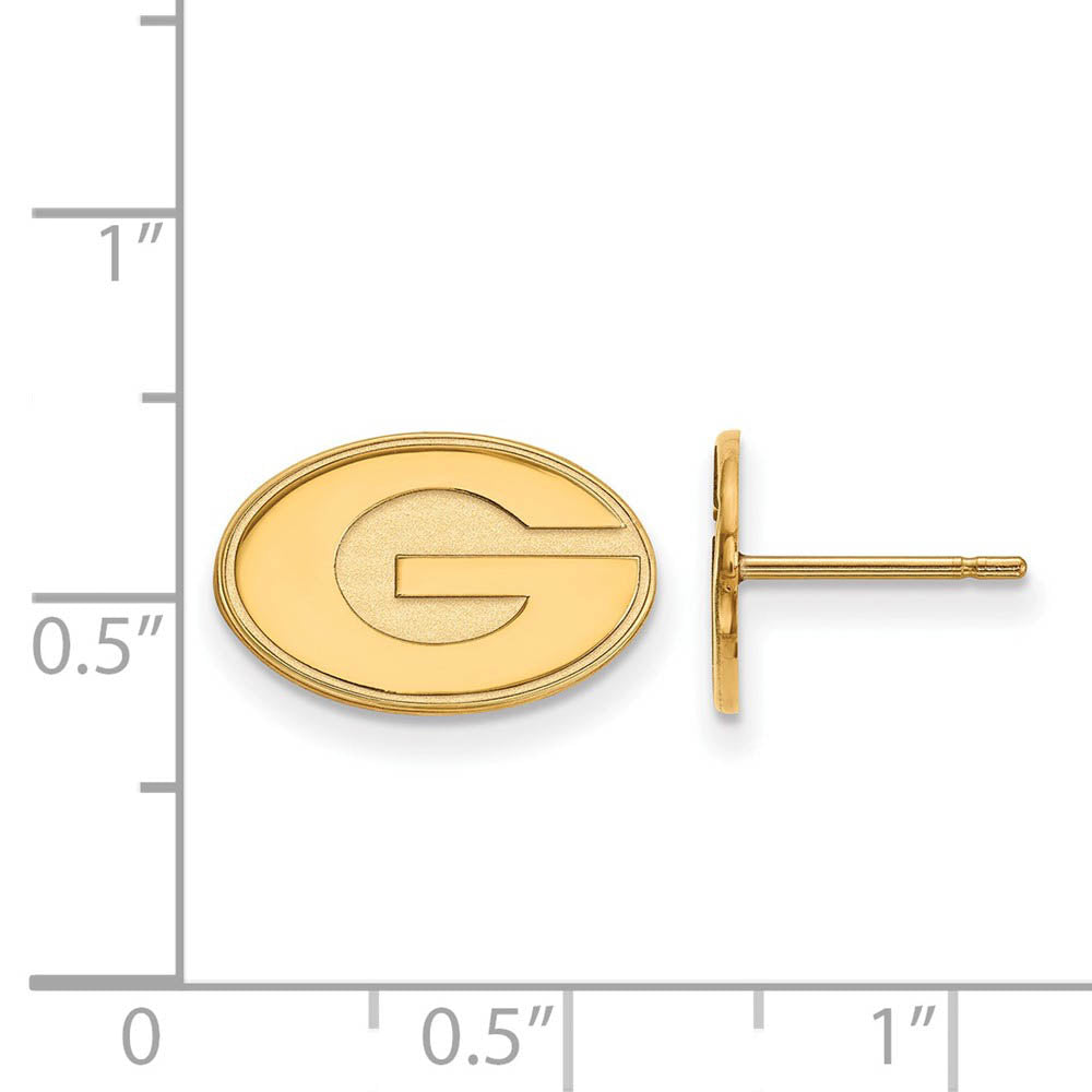 Alternate view of the 10k Yellow Gold University of Georgia XS (Tiny) 'G' Post Earrings by The Black Bow Jewelry Co.