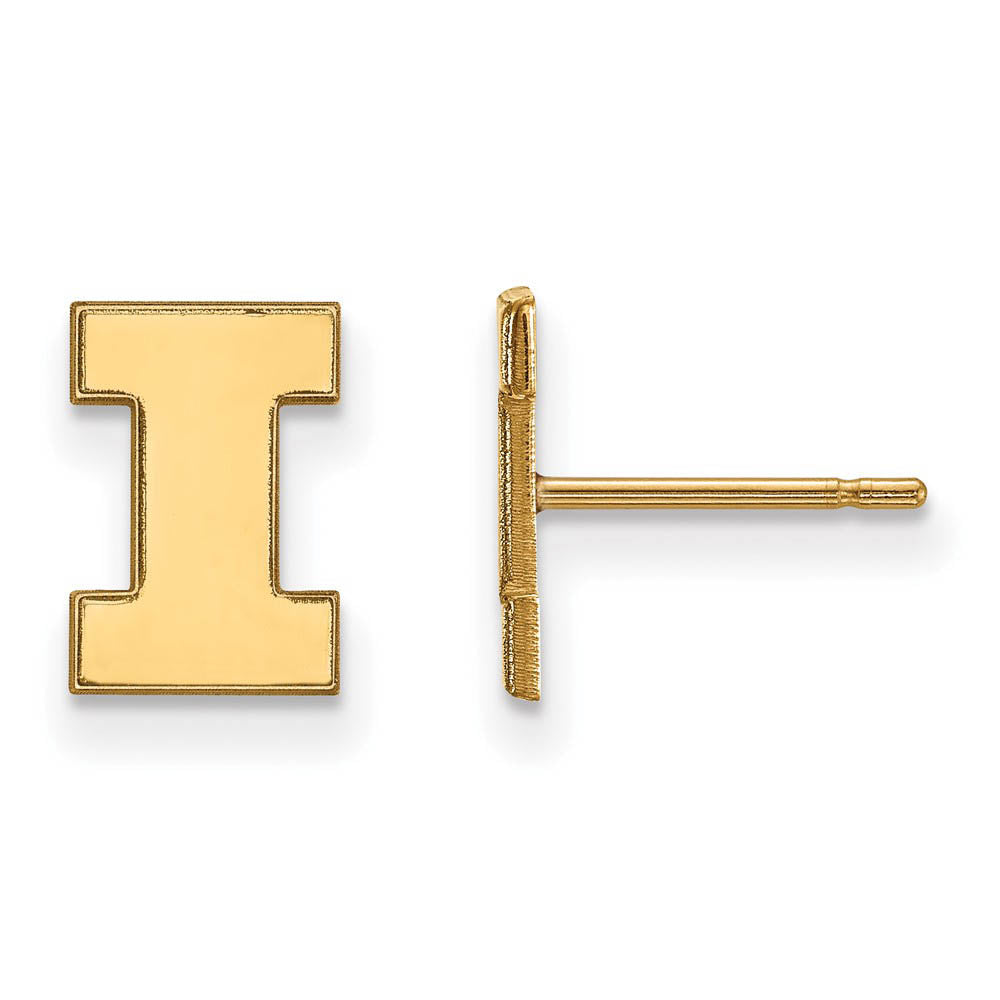 10k Yellow Gold University of Illinois XS (Tiny) 'I' Post Earrings, Item E15782 by The Black Bow Jewelry Co.